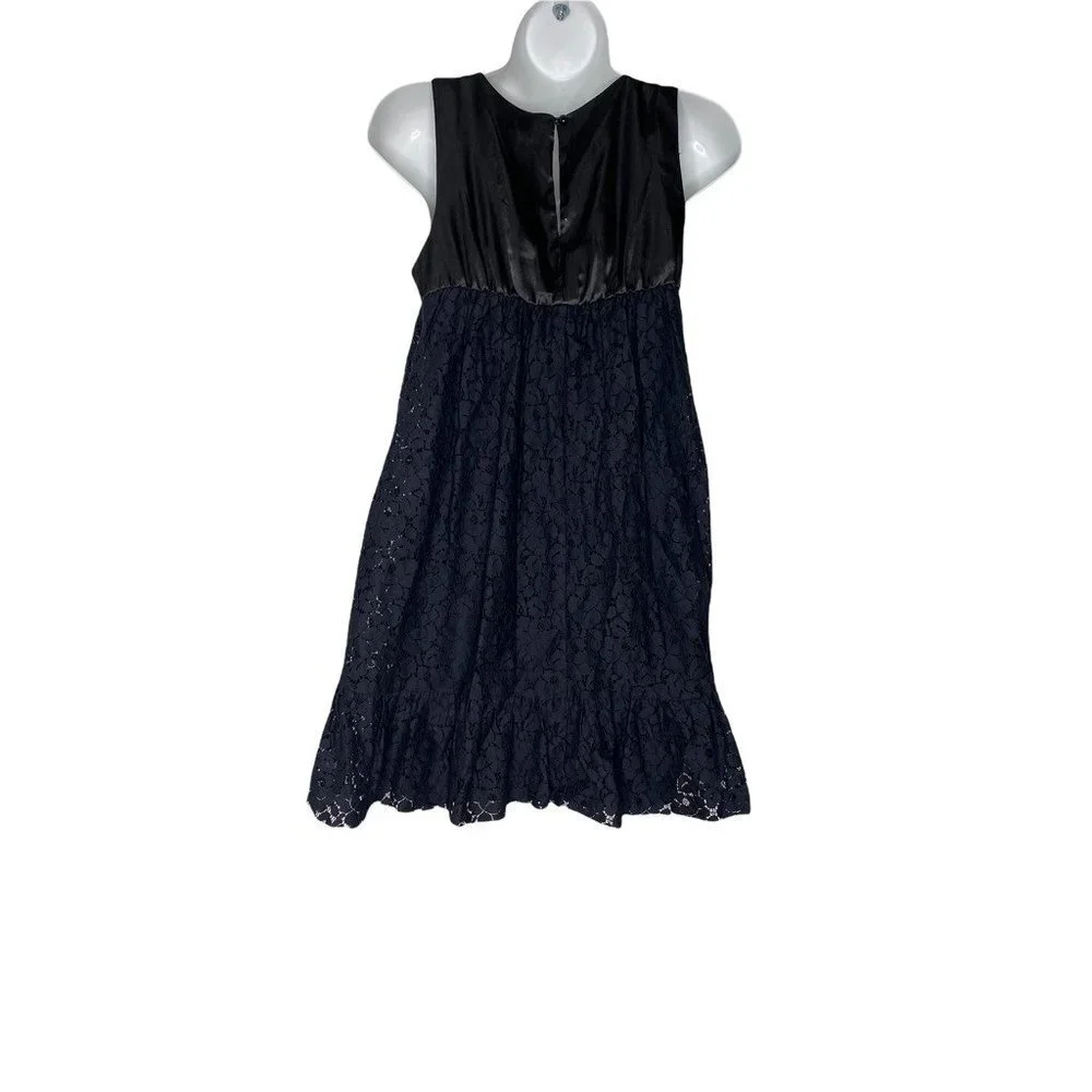 Matty M Womens A Line Dress Black Floral Lace Scoop Neck Bow‎ Sleeveless M New